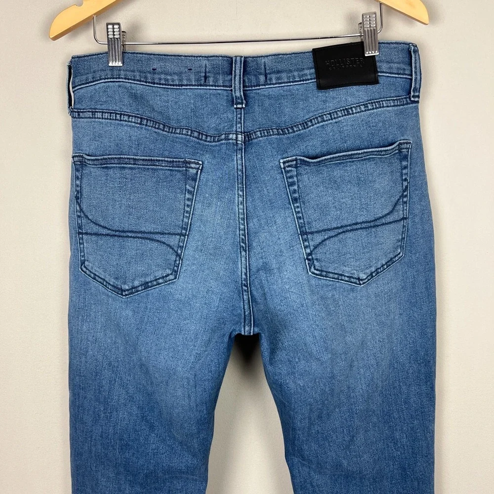 Hollister Athletic Skinny Jeans Mens 34x29 Distressed Stretch Denim Medium Wash‎